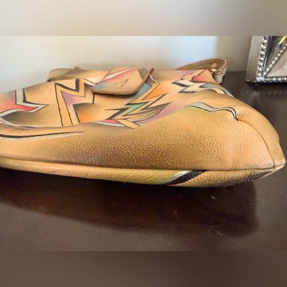 ZIMBELMANN Hand painted Leather Shoulder Bag Floral Purse Signed Z Logo 12x11x2” - Picture 12 of 16